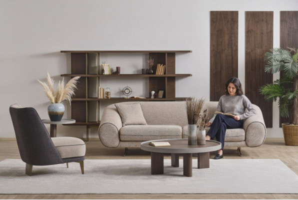 Woonkamer meubelontwerper 3+1 zits luxe fauteuil salontafel bijzettafel