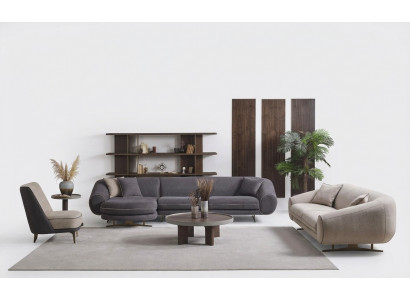 Designer woonkamerset L-vorm bankstel 3-zits fauteuil gestoffeerd meubilair