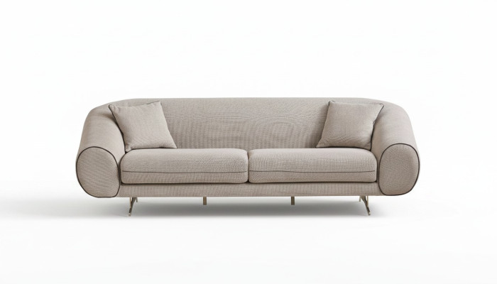 Moderne Beige Bank Woonkamer 3-zits Luxe Beklede Designer Bankstellen