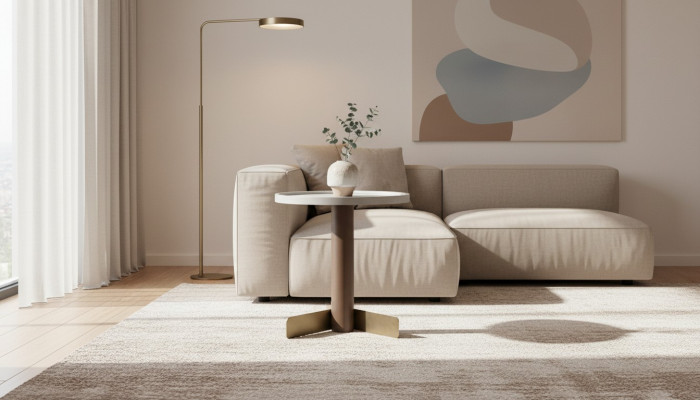 Witte bijzettafel Woonkamertafels Moderne houten ronde tafel Houten poot