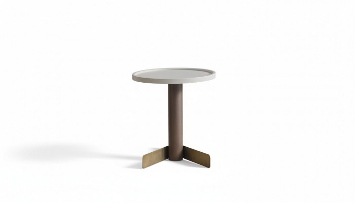 Witte bijzettafel Woonkamertafels Moderne houten ronde tafel Houten poot