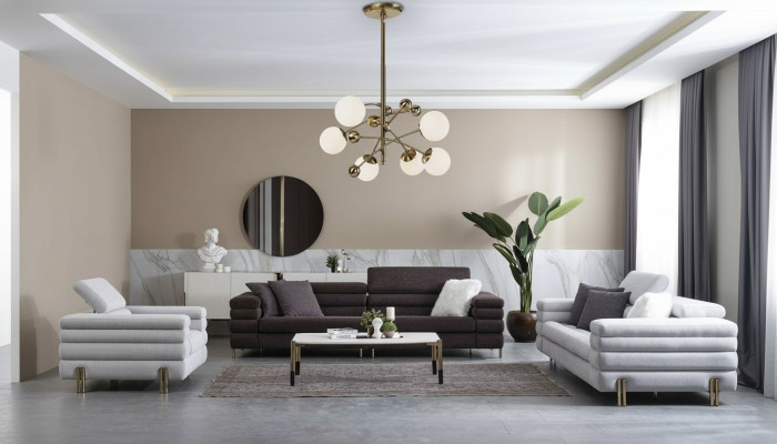 Woonkamer ontwerper bankstel 3+3+1 zits bruin bankstel set