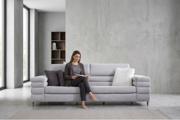 Grijze driezits luxe 3-zits bank woonkamer meubels houten frame bankstel