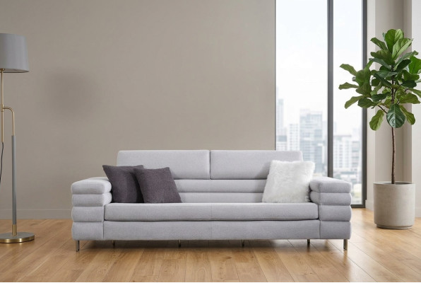 Grijze driezits luxe 3-zits bank woonkamer meubels houten frame bankstel