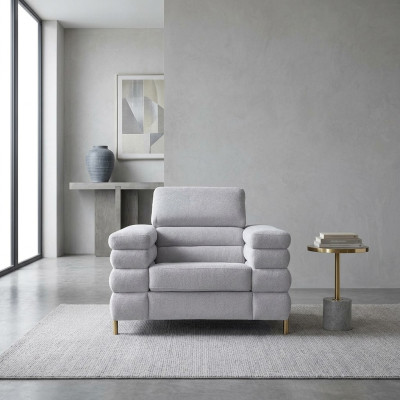Grijze moderne fauteuil gestoffeerde eenzitter woonkamer meubilair 1-zits