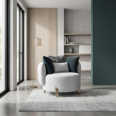 Witte textiel fauteuil luxe eenzitter designer woonkamer fauteuil