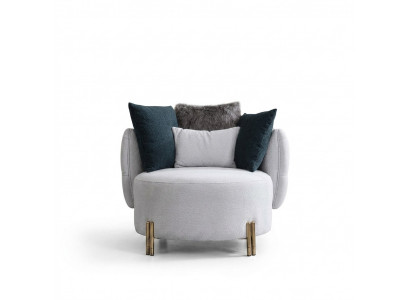 Witte textiel fauteuil luxe eenzitter designer woonkamer fauteuil