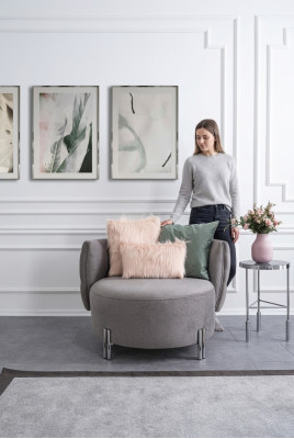 Grijze gestoffeerde fauteuil woonkamer enkele stof fauteuil lounge meubels