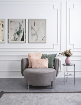 Grijze gestoffeerde fauteuil woonkamer enkele stof fauteuil lounge meubels