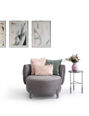 Grijze gestoffeerde fauteuil woonkamer enkele stof fauteuil lounge meubels