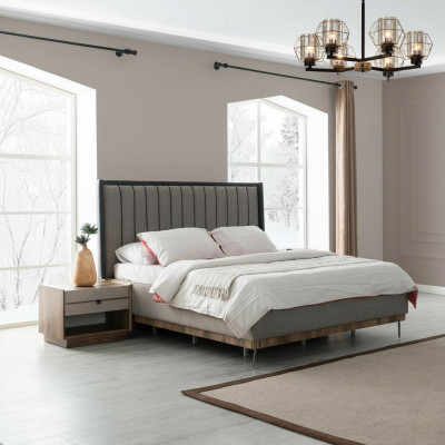 Grijs slaapkamer set Luxe bed 2x nachtkastjes Stijlvolle set.