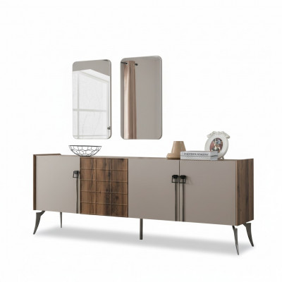 Moderne Beige Garnituur Luxe Dressoir 2x Spiegel Houten Meubels Dressoir