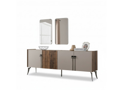 Moderne Beige Garnituur Luxe Dressoir 2x Spiegel Houten Meubels Dressoir