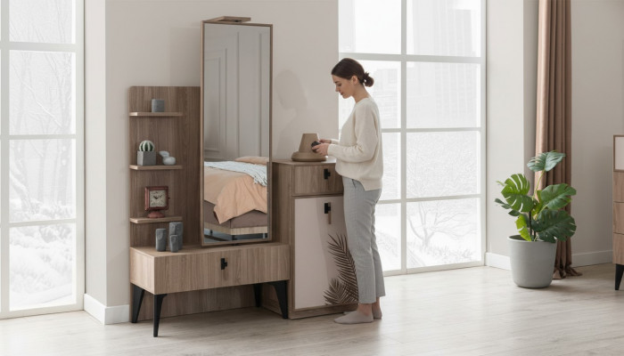 Slaapkamer luxe moderne commode met spiegel Moderne meubels Hout Nieuw