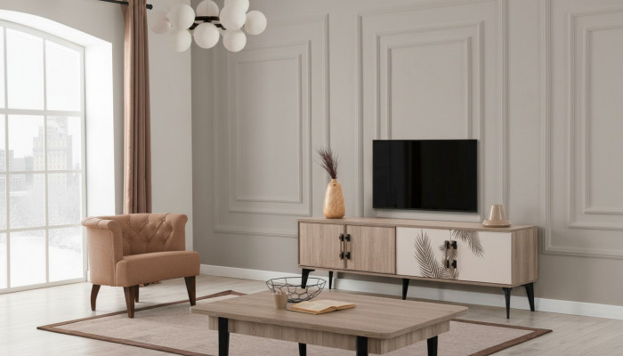 Moderne woonkamerset TV-kast Luxe salontafel Houten meubels