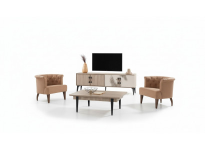 Moderne woonkamerset TV-kast Luxe salontafel Houten meubels