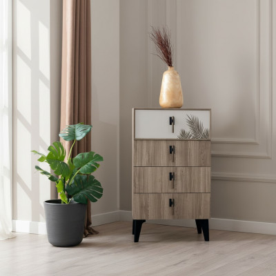 Slaapkamer meubels Lichtbruine hoge ladekast Designer ladekast met 4 deuren