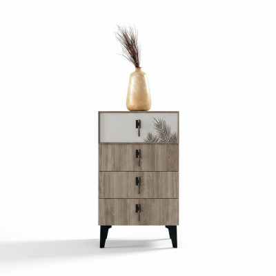 Slaapkamer meubels Lichtbruine hoge ladekast Designer ladekast met 4 deuren