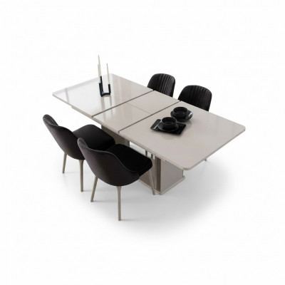 Eetkamermeubels Witte eettafel Eethoek Designer stoelen 5-delige set Nieuw