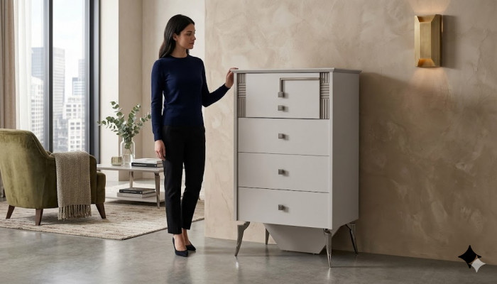 Woonkamer Wit dressoir 4 laden Houten dressoir Houten kast Meubels  Woonkamer Wit dressoir 4 laden Houten dressoir Houten kast Meubels