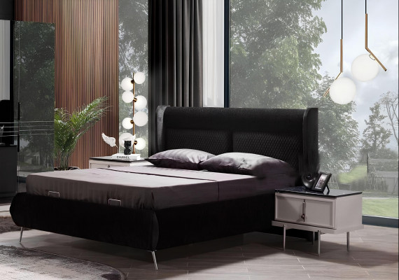 Bruine nachtkastje Stijlvolle slaapkamer Houten meubels Design meubels Nieuw
