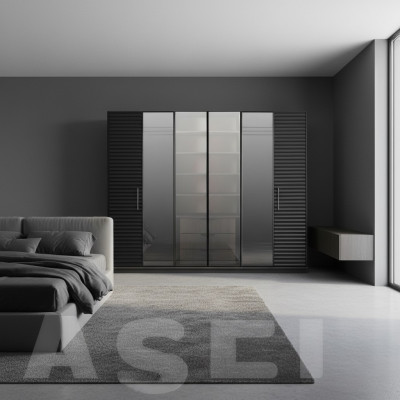 Zwarte kledingkast Luxe kasten Slaapkamerkast Houten meubels