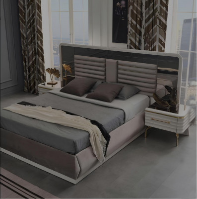 Modern tweepersoonsbed 2x nachtkastjes kledingkast slaapkamer set 4-delig