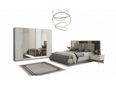 Modern tweepersoonsbed 2x nachtkastjes kledingkast slaapkamer set 4-delig