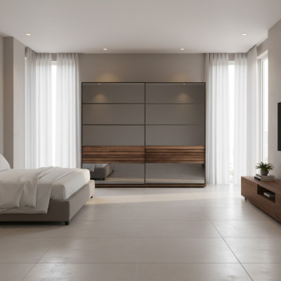 Zwarte kledingkast Moderne slaapkamermeubels Kast Houten kast