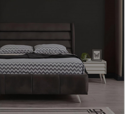Slaapkamermeubelen Glazen kast Designer tweepersoonsbed Houten nachtkastjes 4-delig