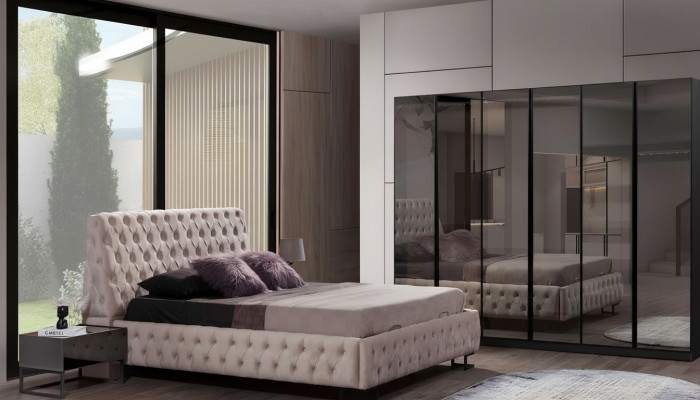 Luxe slaapkamerset designer meubels luxe bed houten kledingkast