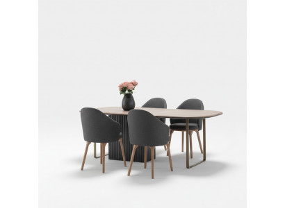 Designer Eetkamerset Moderne Bruine Stoelen Houten Eettafel 5-delige Set