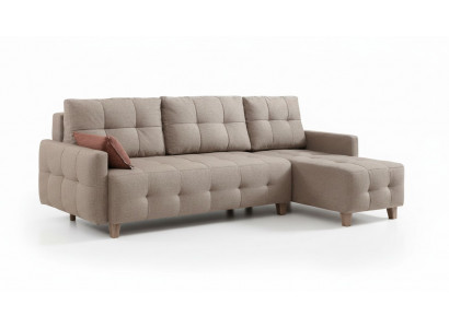Beige hoekbank gestoffeerde woonlandschap textielbankstel L-vorm set nieuw