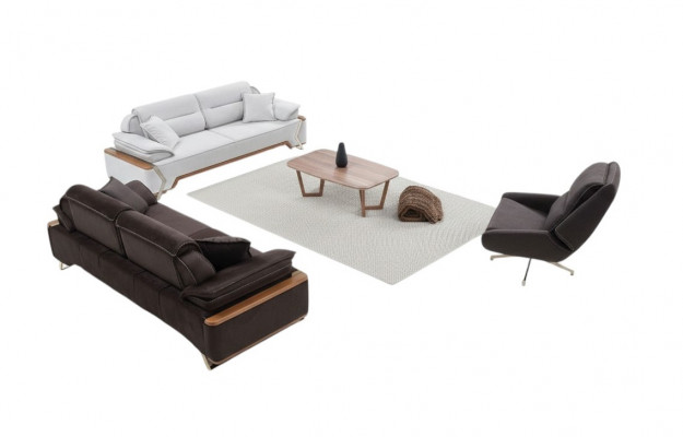 Zwart-witte bankstel 2x driepersoons luxe fauteuil Stijlvolle banken