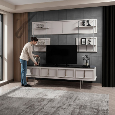 Witte woonkamer wandmeubel tv-kast luxe hangrek 3-delige set nieuw