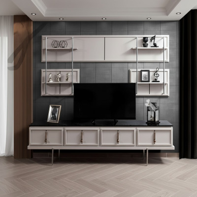 Witte woonkamer wandmeubel tv-kast luxe hangrek 3-delige set nieuw