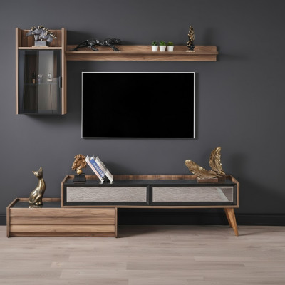 Modern wandmeubel ontwerper houten tv-kast luxe wandkast rek 3-delig