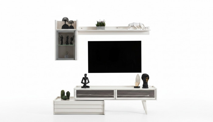 Witte houten woonwand ontworpen wandkast luxe plank Edler tv-kast