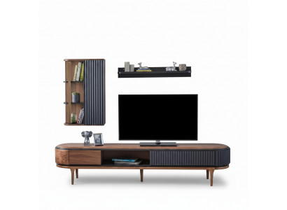 Moderne woonkamerset Luxe Bruine tv-kast Wandkast Planken