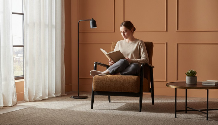 Bruine woonkamer fauteuil loungestoel met één zitplaats stoffen fauteuil textiel meubels nieuw