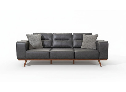 Moderne grijze bankstel van 3 zitplaatsen, luxe leren banken voor de woonkamer.