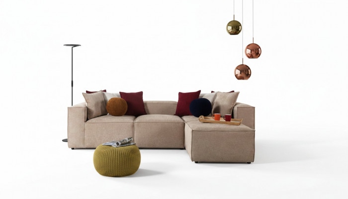 Beige woonkamer Luxe hoekbank L-vorm Bank Bekleding Moderne Banken Nieuw