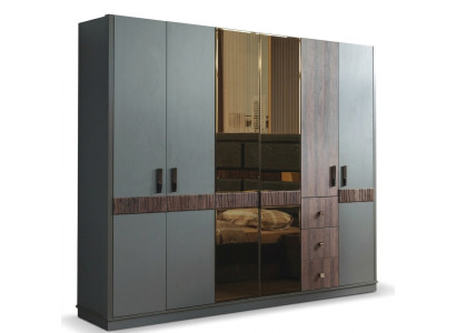 Grijze grote kledingkast slaapkamer houten kasten luxe meubels nieuw