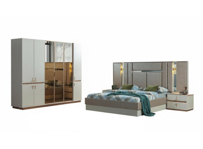 Ontwerpersbed Houten kledingkast Luxe nachtkastjes Slaapkamer set