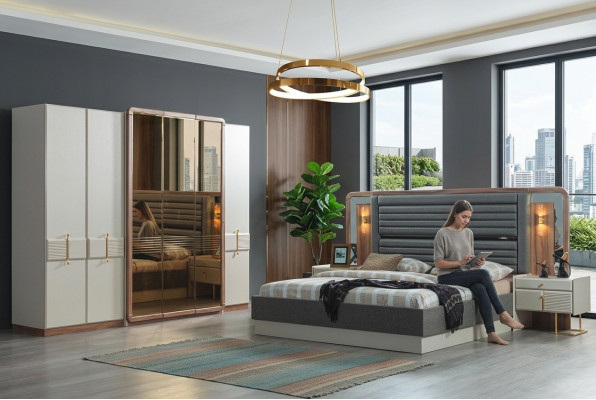 Compleet slaapkamer luxe set bed 2x nachtkastjes modern meubilair 4-delig.