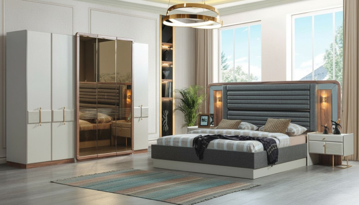 Compleet slaapkamer luxe set bed 2x nachtkastjes modern meubilair 4-delig.