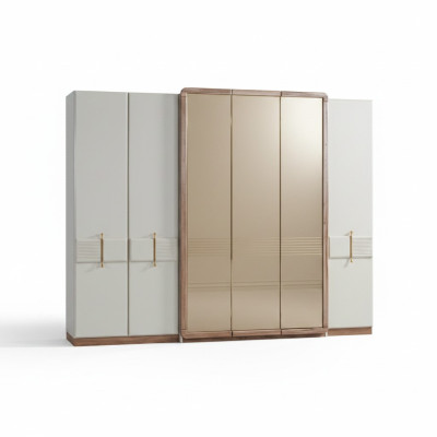 Witte kledingkast Ontwerper Houten kast Slaapkamer Glazen kast
