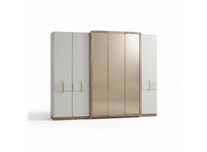 Witte kledingkast Ontwerper Houten kast Slaapkamer Glazen kast