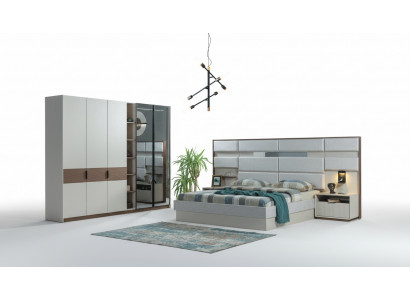 Witte slaapkamer set, tweepersoonsbed, nachtkastjes, kledingkast, 4-delige set, nieuw.