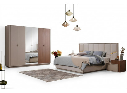 Grote Beige Slaapkamer Set Tweepersoonsbed 2x Nachtkastjes Kast